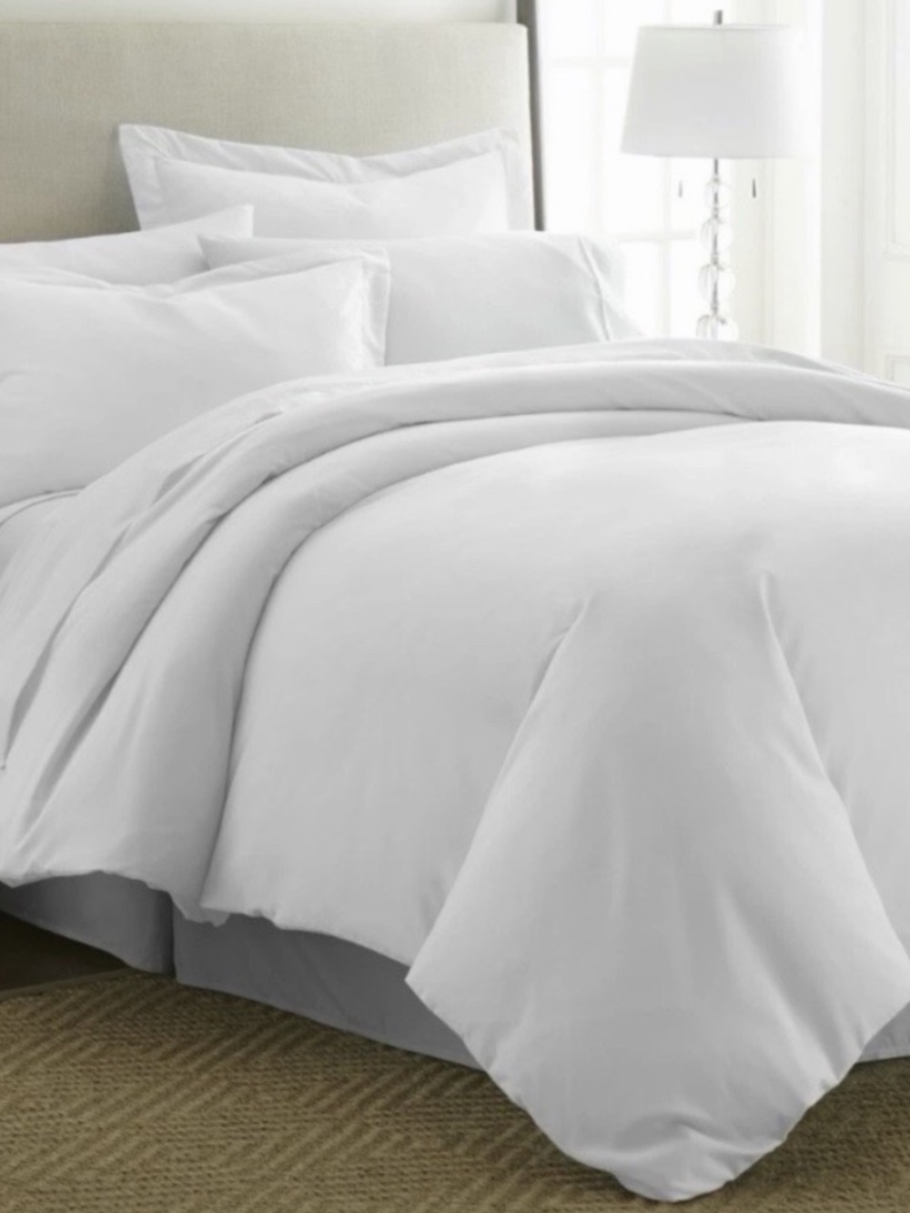 3PC Luxury Comfort White Duvet Cover Set Kaycie Gray King /Cali 100% Microfiber